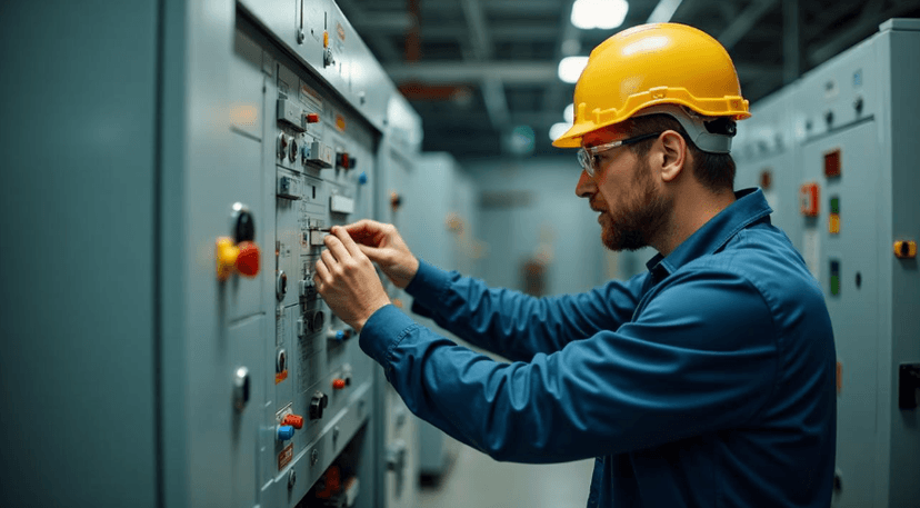 Professional electrician working